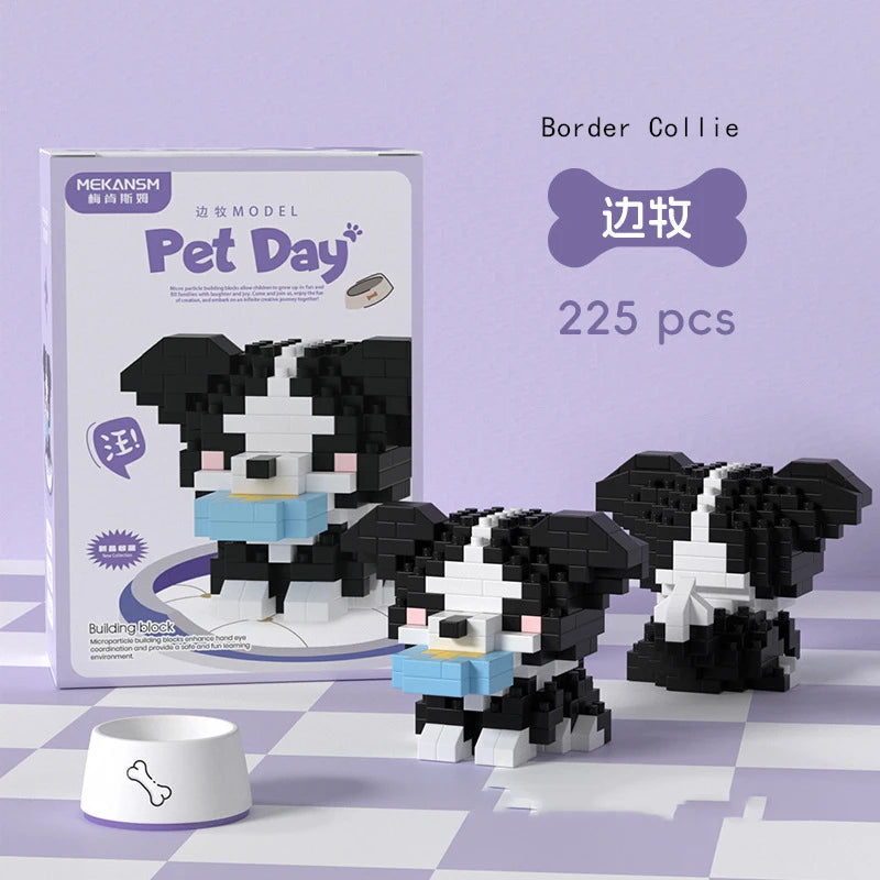 18 Styles Little Dog Cat Cute Pet Small Building Block Model Series Ornaments Children's Toys Miniature Bricks Quick Pick Grocers